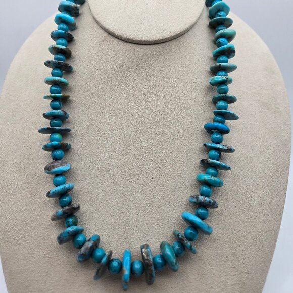 Kingman Turquoise Rondel Necklace - Picture 1 of 5